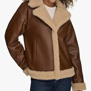 Levi's Brown Faux Shearling Lined Aviator Jacket